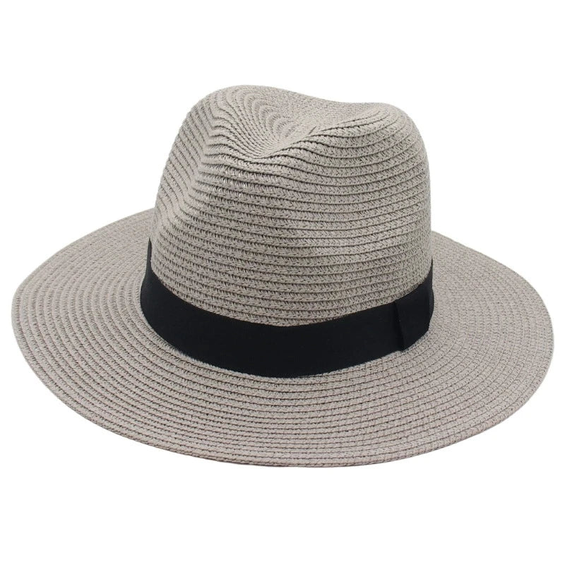 Spring and Summer Hot Selling Panama Straw Hat Square Black Ribbon Korean Style Hat for Men and Women Jazz Hat Panamahat