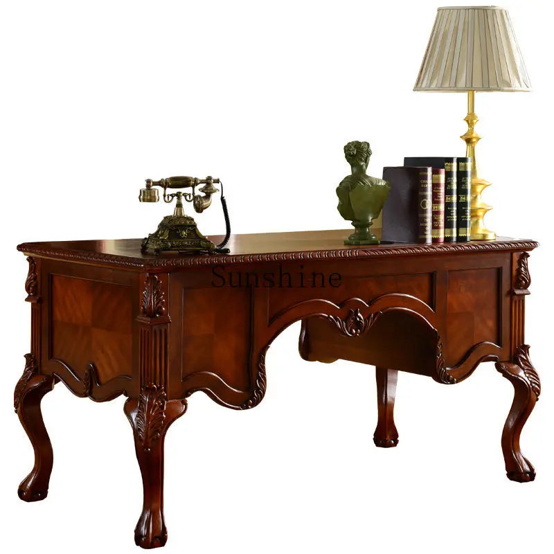 American solid wood desk home computer office rack combination writing desk chair - Kimlud