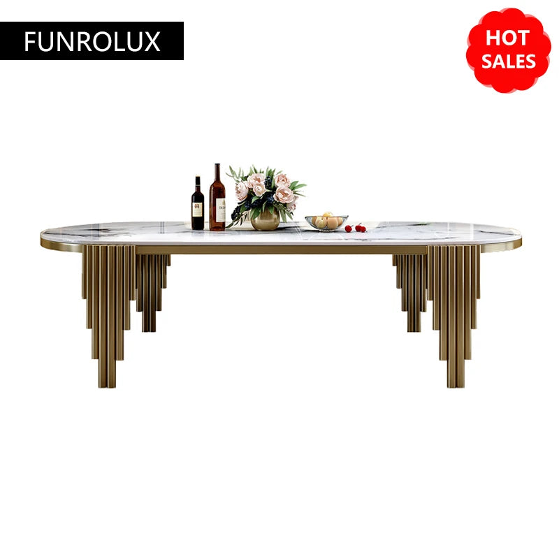 Stainless steel Dining Room Set Home Furniture modern marble dining table | Kimlud Luxury Table