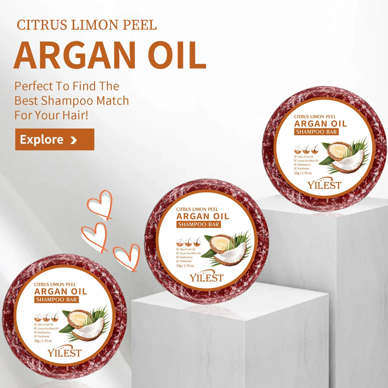 Argan Oil Shampoo Soap Bar Anti Hair Loss Repair Damaged Frizz Argan Oil Scalp Treatment Hair Care for Hair-Gentle...