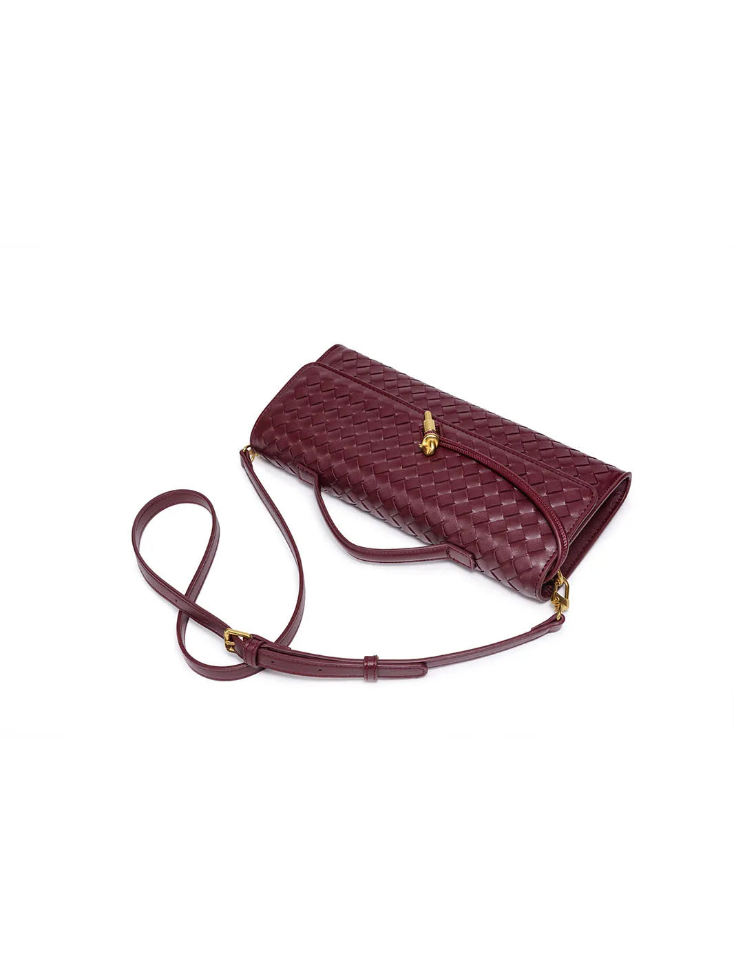 Handmade woven accordion bag for women, crossbody monk strap bag, horizontal clutch evening bag, versatile shoulder and crossbod - Kimlud