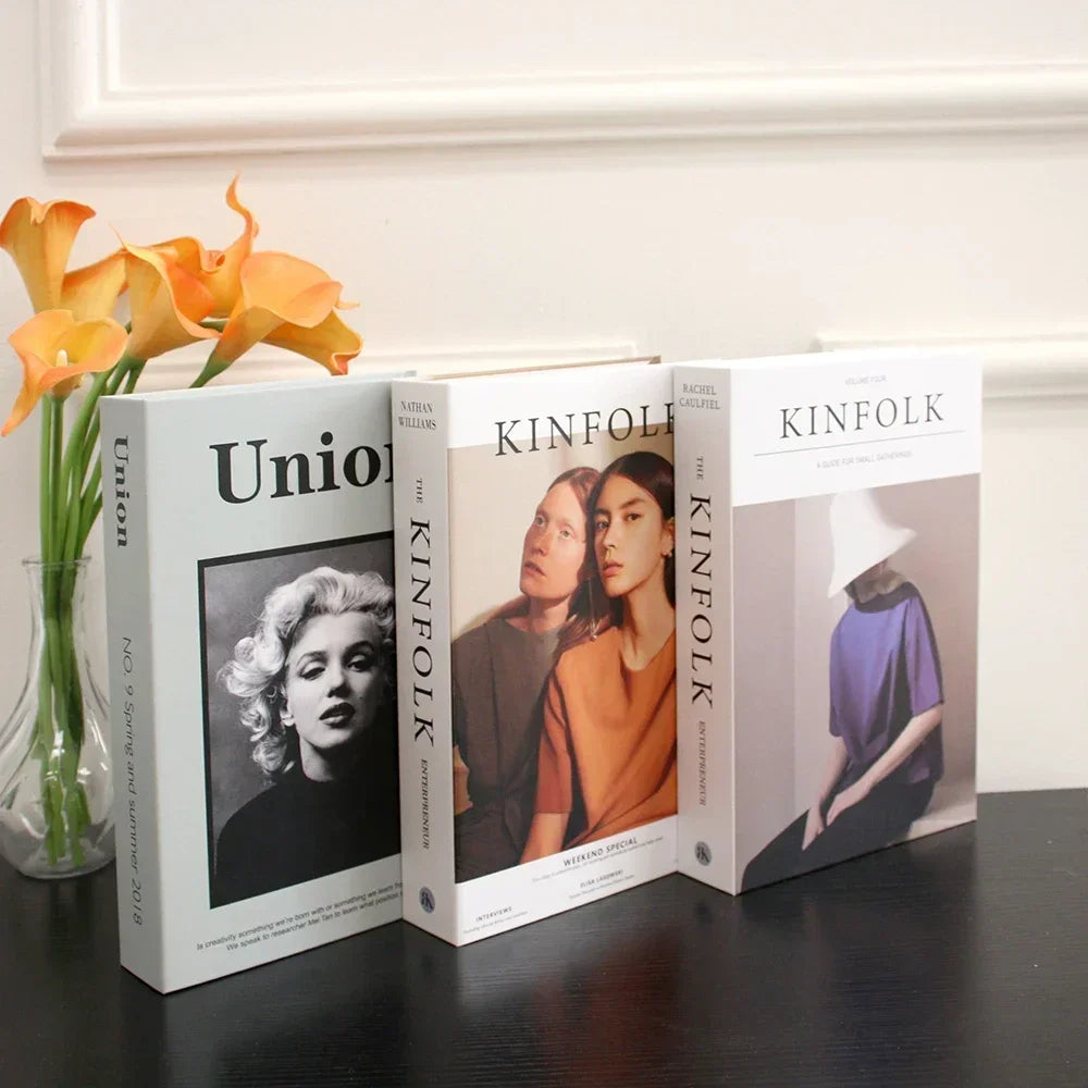 3Pcs Foldable Fashion Fake Books Living Room Decoration Designer Books Coffee Table Ornaments Club Hotel Room Villa Prop Books