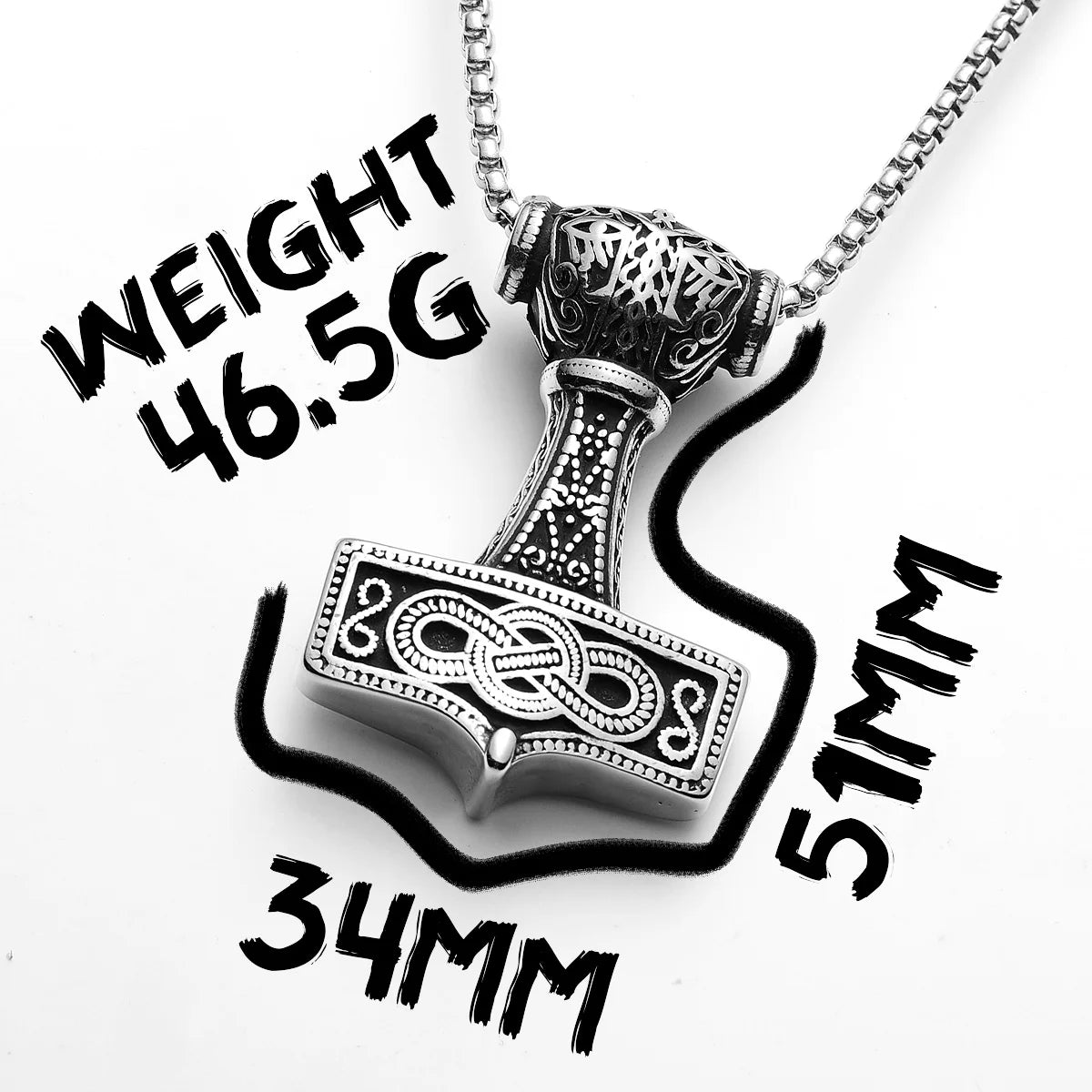 Viking Thor's Hammer Men Necklaces With Pendant Stainless Steel Jewelry For Male Women Punk Hip Hop Accessories Gifts...