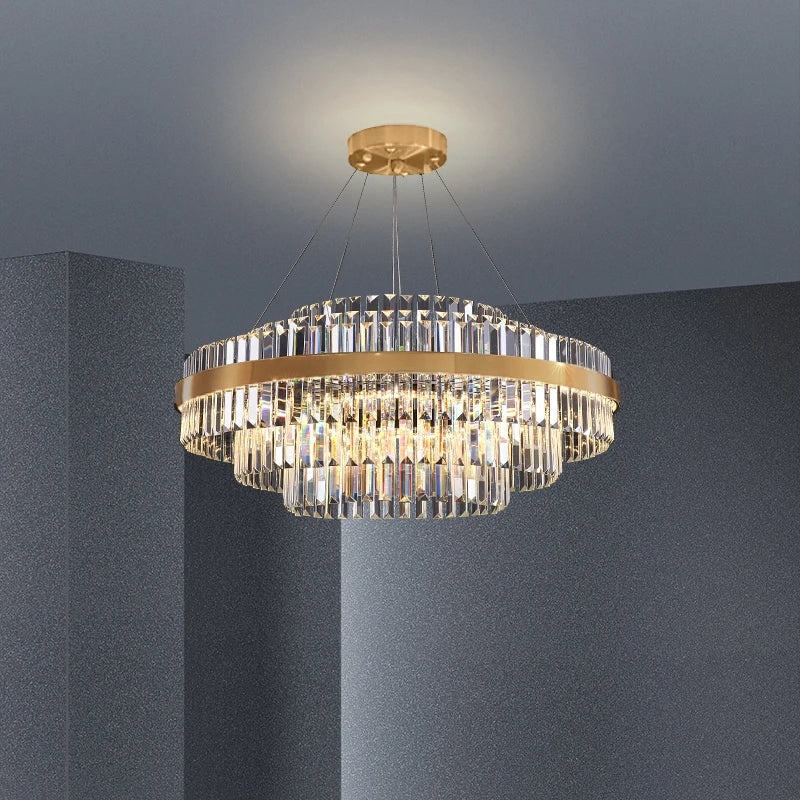 Modern Luxury Crystal Chandeliers Living Dining Room Bedroom Home Decor Pendant Lamp Duplex Villa Lustre Hanging Light Fixture - Kimlud
