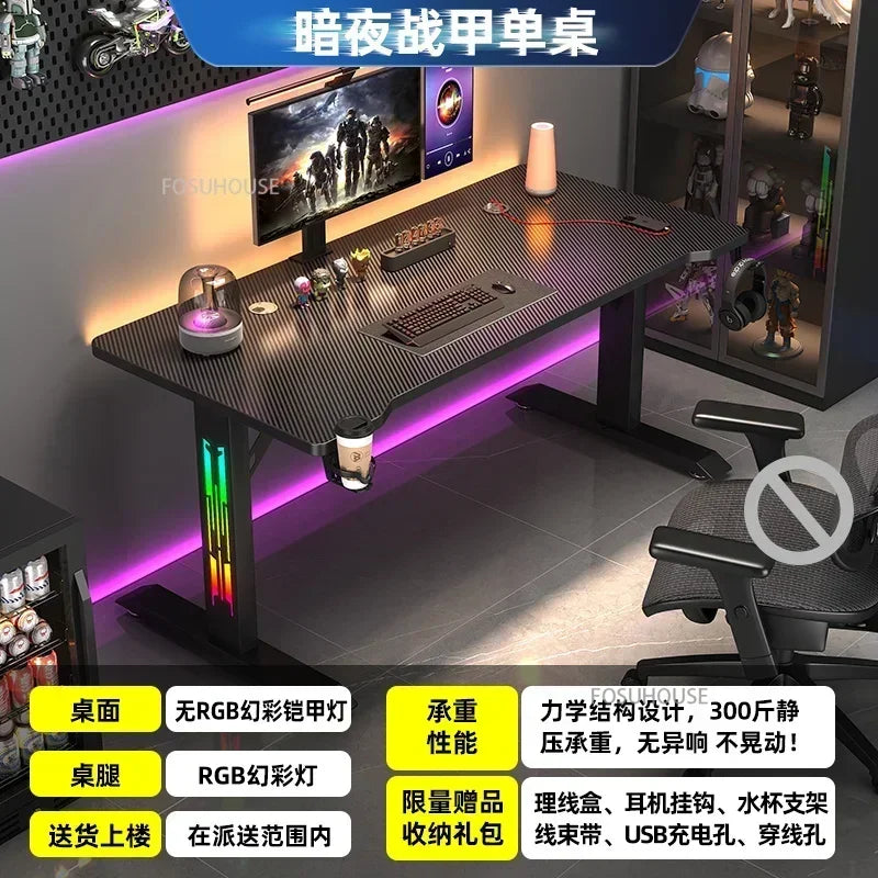 Modern E-sports Table Home Study Room Office Computer Table Office Furniture Internet Cafe Gaming Desk With RGB Atmosphere Light - Kimlud