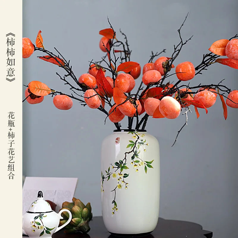 Chinese ceramic vase ornament, living room entrance floral art, home hydroponics creative simple round housewarming gift flower