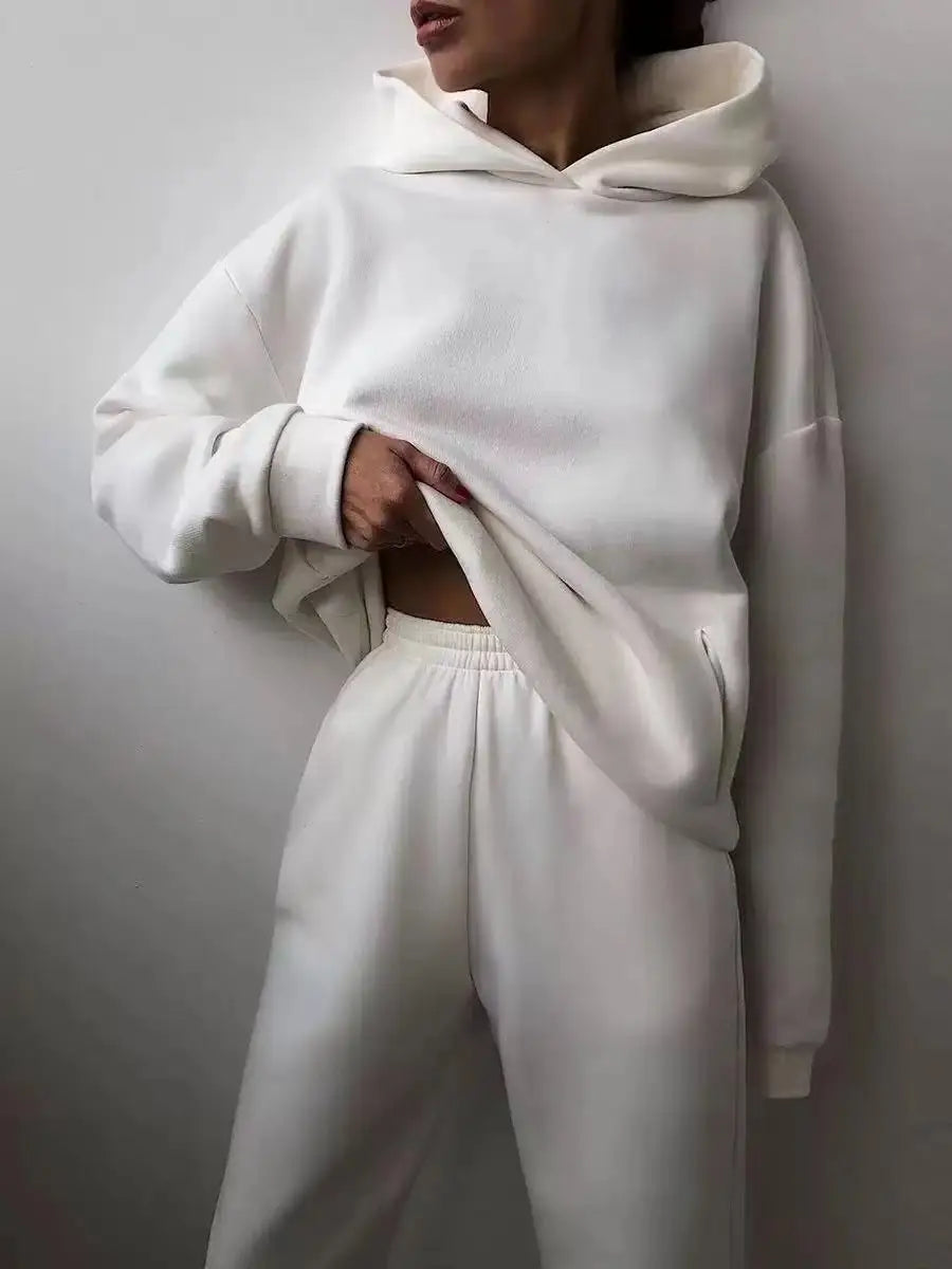 Winter Two Piece Sets Women Tracksuit Oversized Suit 2021 Autumn Trouser Suits Female Sweatshirt Solid Sports Hoodie...