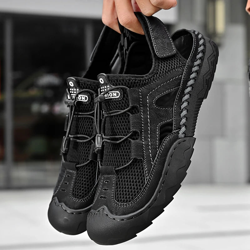 New Mens Sandals Summer Breathable Mesh Sandals Men Outdoor Casual Lightweight Beach Sandals Fashion Men Shoes Large Size 38-46 - Kimlud