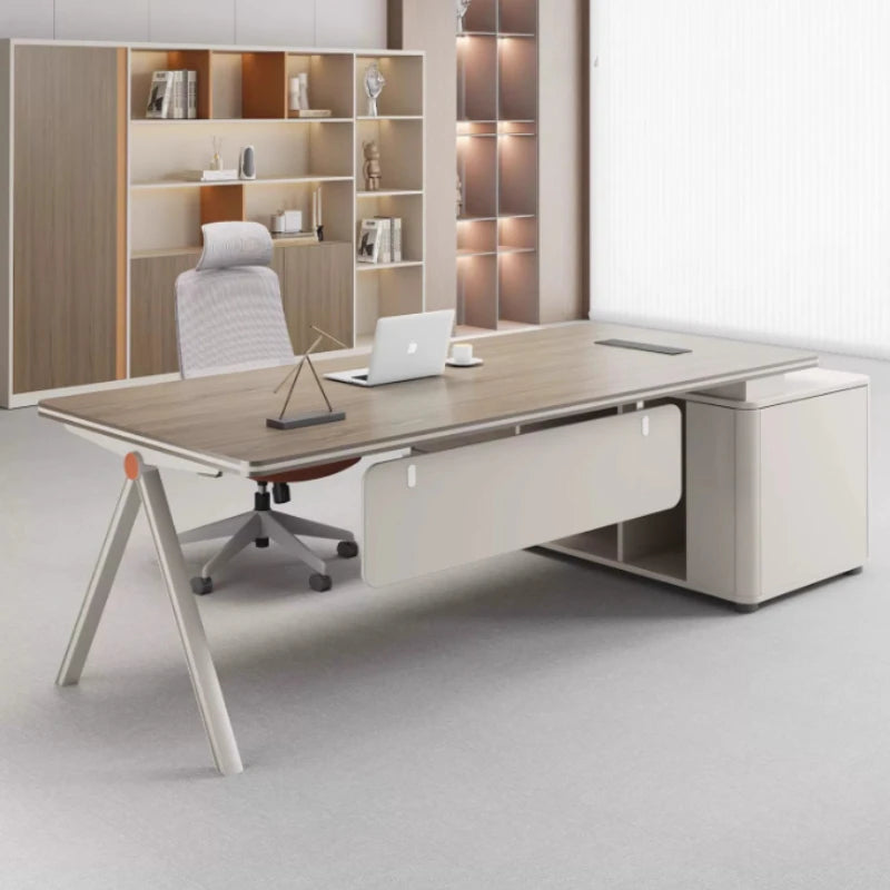 Large Wood Aesthetic Office Desk Designer Modern Drawers Standing Computer Desk Executive Wooden Mesa Escrivaninha Furniture - Kimlud