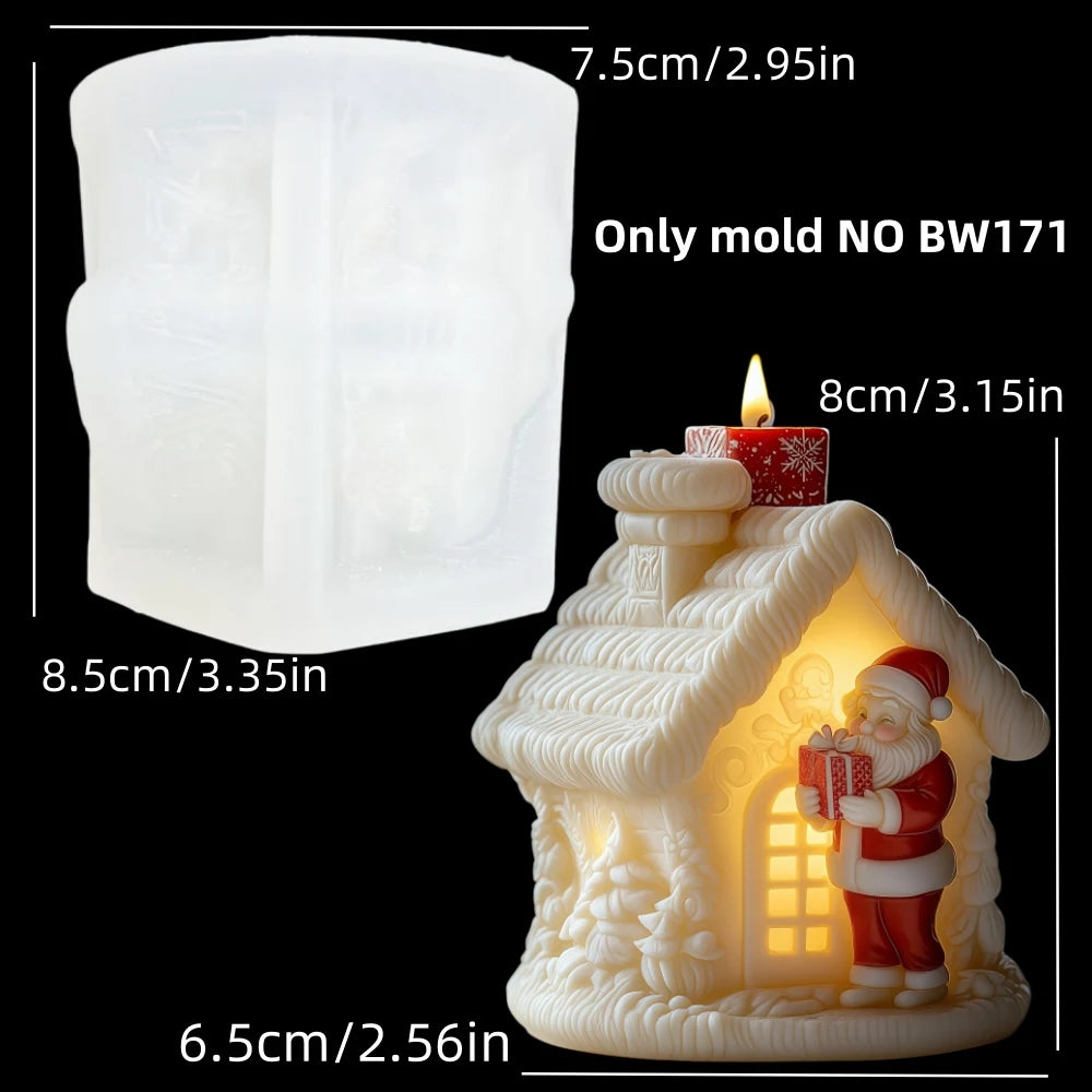 3DReindeer riding Santa Claus relief cylindrical candle silicone mold Christmas tree snowflake snow forest reindeer resin molds