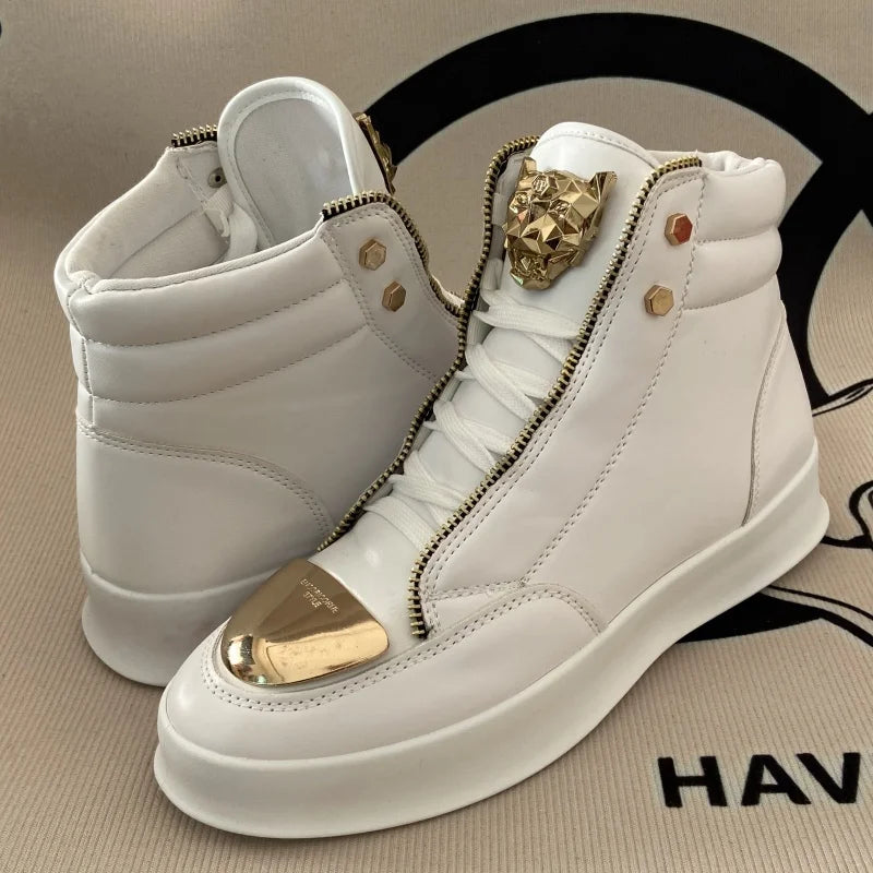 original shoes brand high top casual shoes for man zip decoration casual sneakers mens ankle boots sports hip-hop running shoes - Kimlud