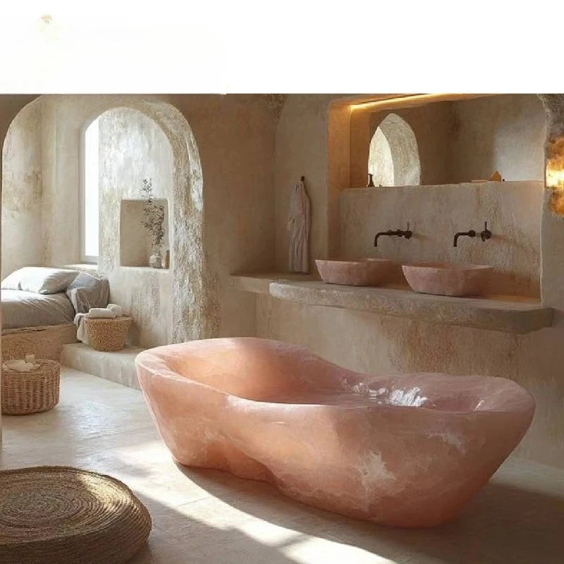 Irregular pink agate bathtubs for custom apartments and villas