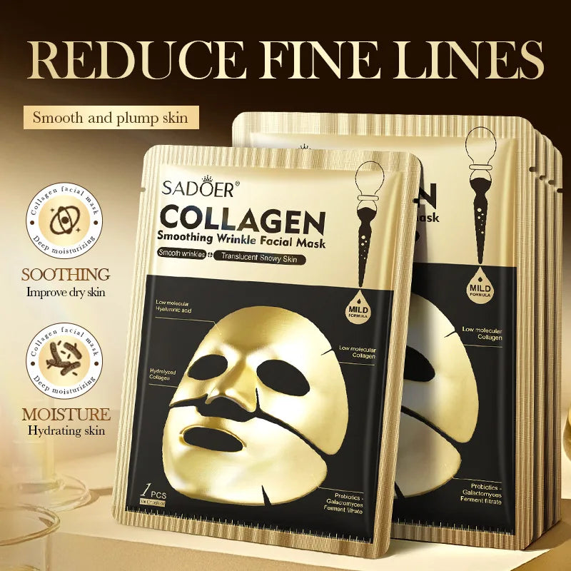 SADOER Golden Collagen Facial Masks Moisturizing Anti-Aging Anti Wrinkles Face Mask Sheet Collagen Masks Skin Care Product