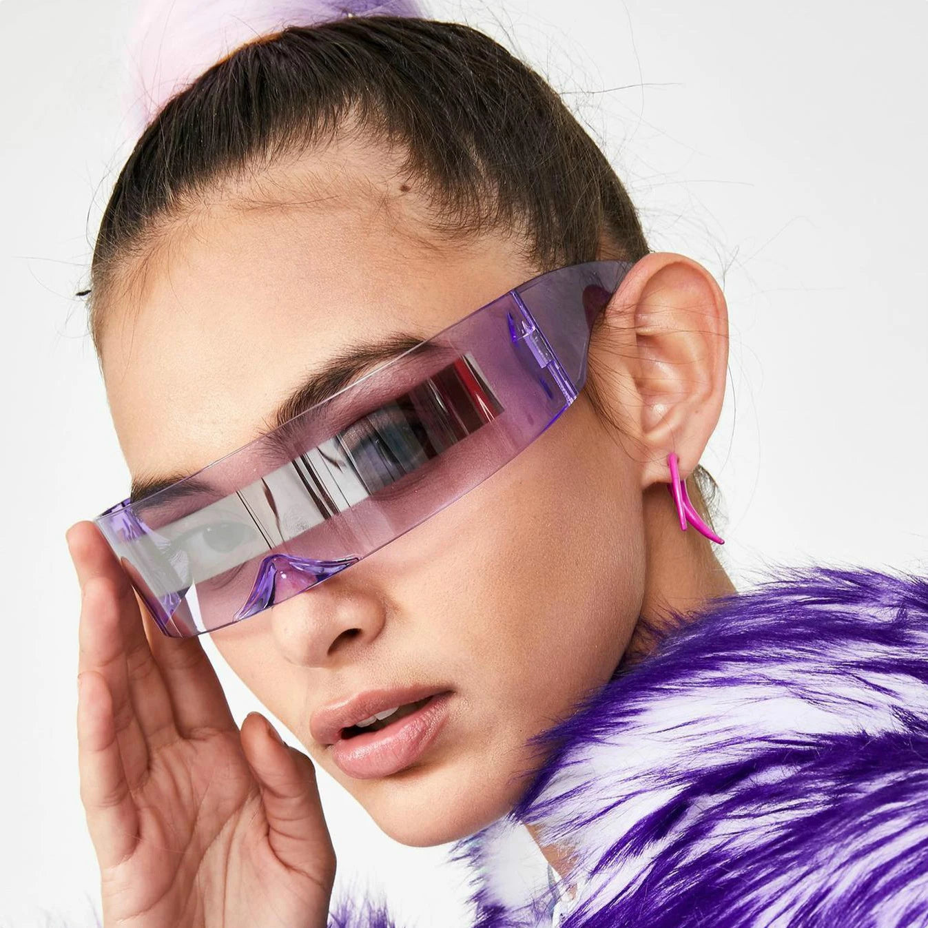 New Arrival Y2k women Sunglasses Laser Eyeglasses technological sense Mirrored Lens Eyewear Glasses integrated Men sun...