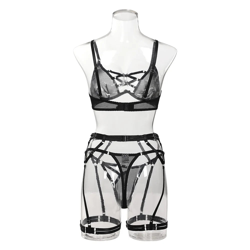 Diccvicc Lingerie Women Set Bandage Bra Fancy Garter Belt Ethical Very Thin Underwear Uncensored Erotic Outfit Intimate Clothing