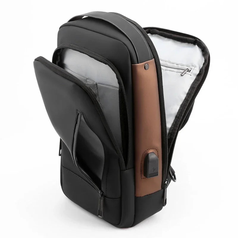 Fashion Business Men's Crossbody Bag Anti-Theft Password Lock Men's Chest Bag With USB Charging Port Travel Shoulder Bag for Man