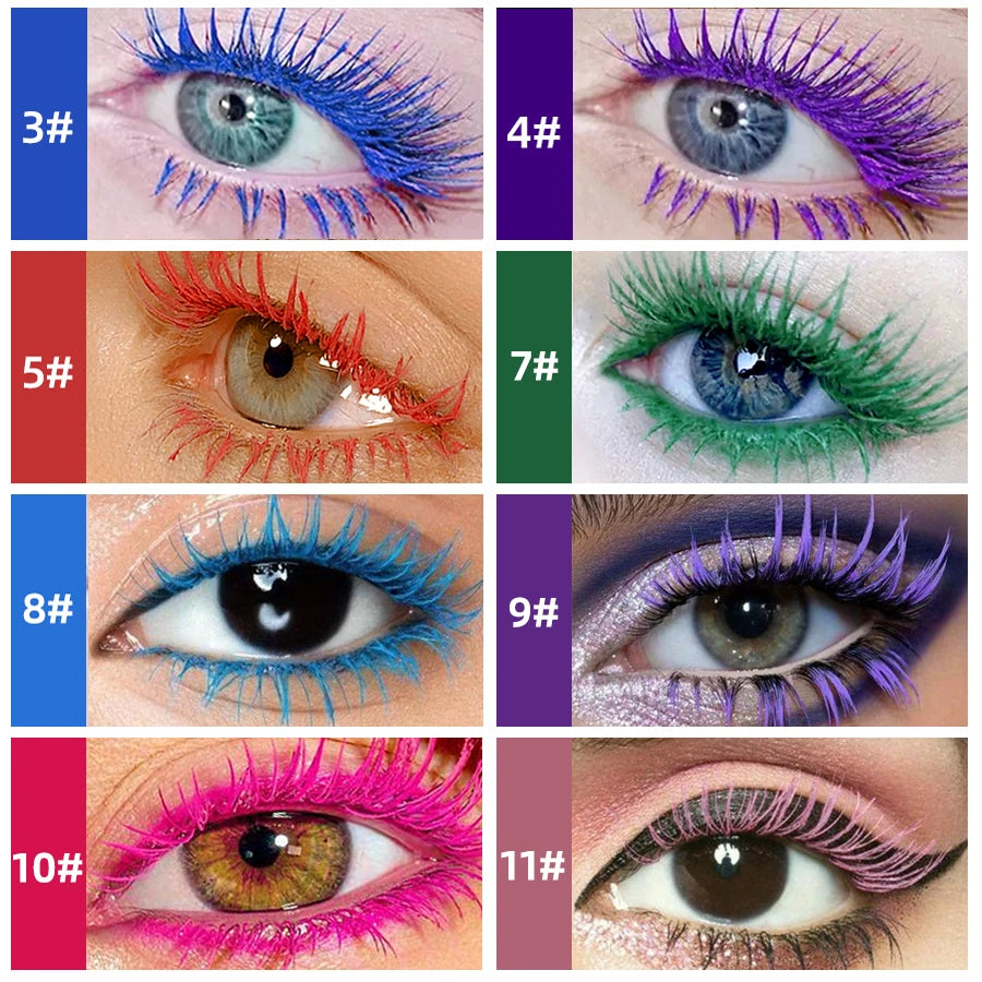 Colorful Slender Mascara Waterproof Fast Drying Curling Eyelashes Multicolor Lashes Makeup Long Lasting Blue Green Cosmetic