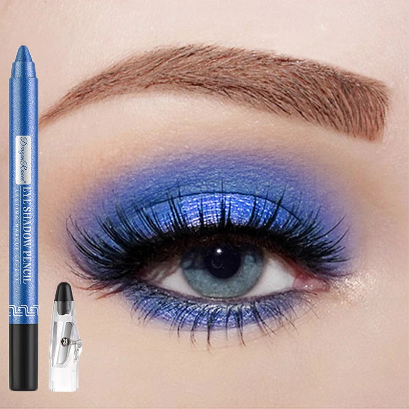 Metallic Blue Pearlescent Eyeshadow Pencil Stick Lasting Waterproof Smoky Glitter Grey White Purple Eye Shadow...