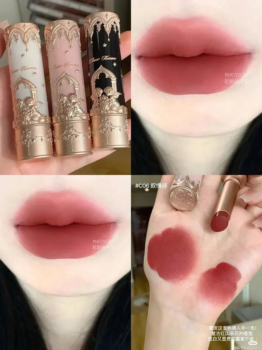 Flower Knows Little Angel Lip Mud Stick Velvet Matte Mist Lipstick Hidden Lip Pattern Hidden Lip Lines - Kimlud