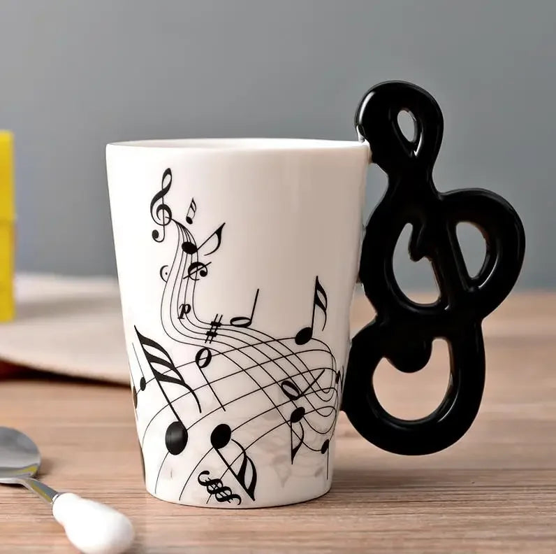 Novelty Music Note Cup Ceramic Guitar Coffee Mugs Personality Tea/Milk/Juice/Lemon Water Bottle Christmas Birthday Gift...