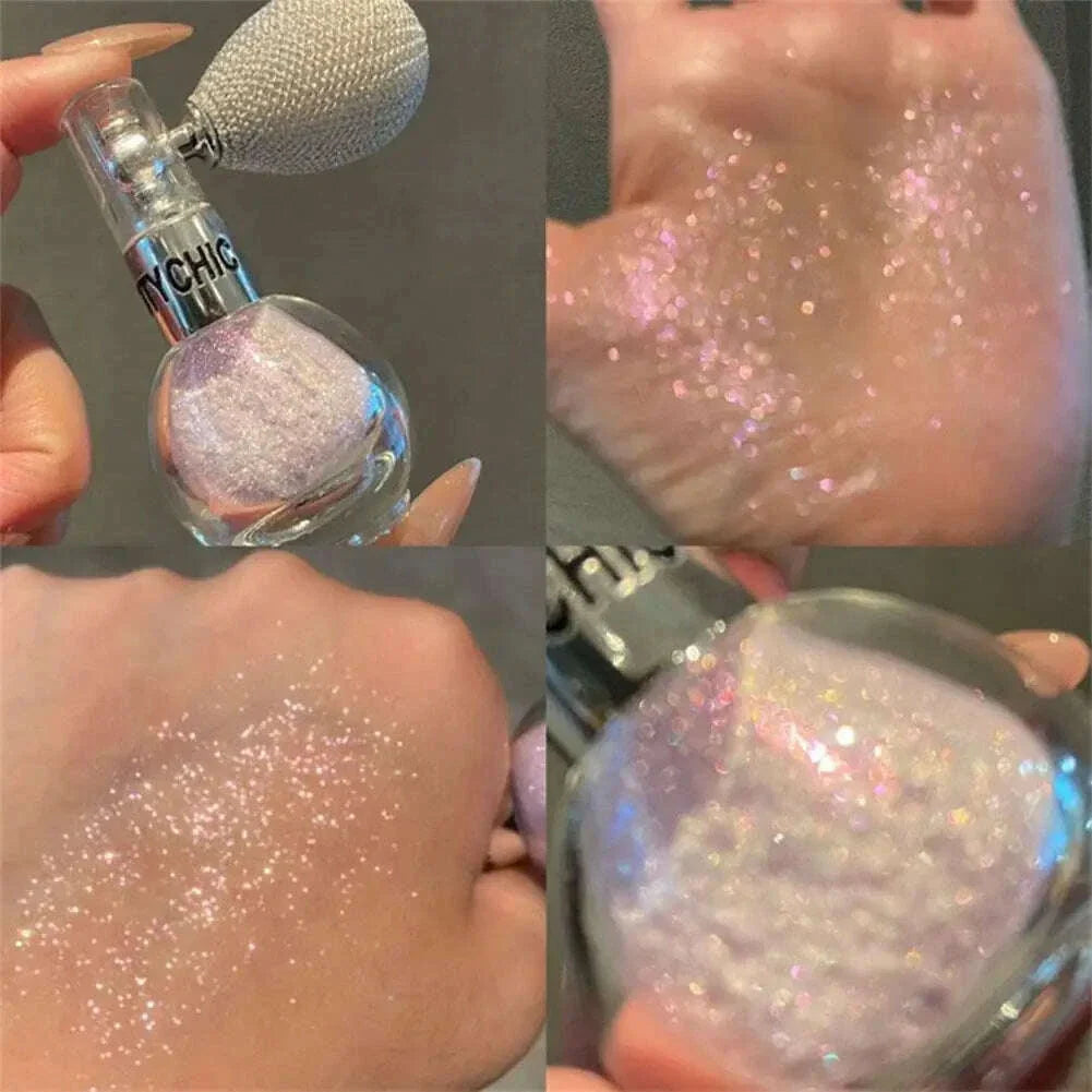 Glitter High Gloss Body Diamond Shimmering Spray Powder Highlight Powder Makeup for Facial and Body Skin Hair Clothes Cosmetics
