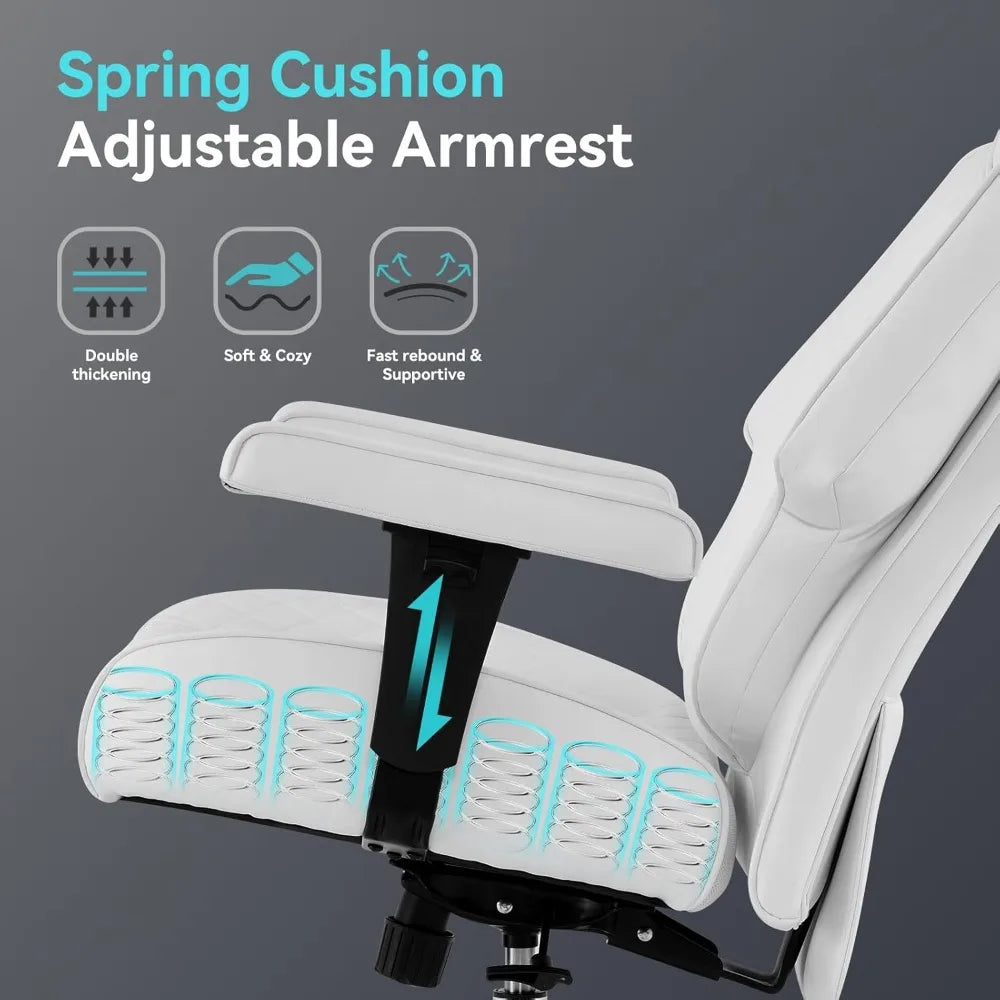 big and tall office chair with footrest, pu leather high back executive office chair 400lbs, ergonomic computer chairs lumbar su