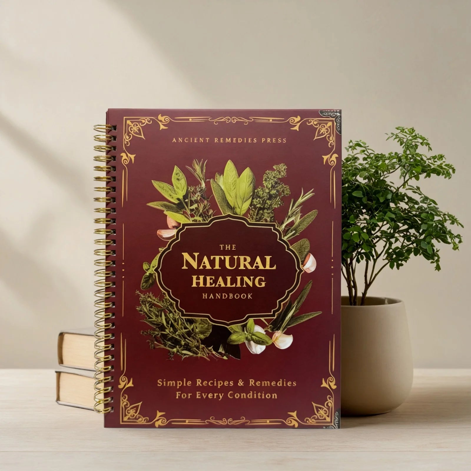 Natural Healing Guide Spiral Bound Herbal Book with Step-by-Step Recipes for Heart Health Blood Pressure and Focus Enhancement