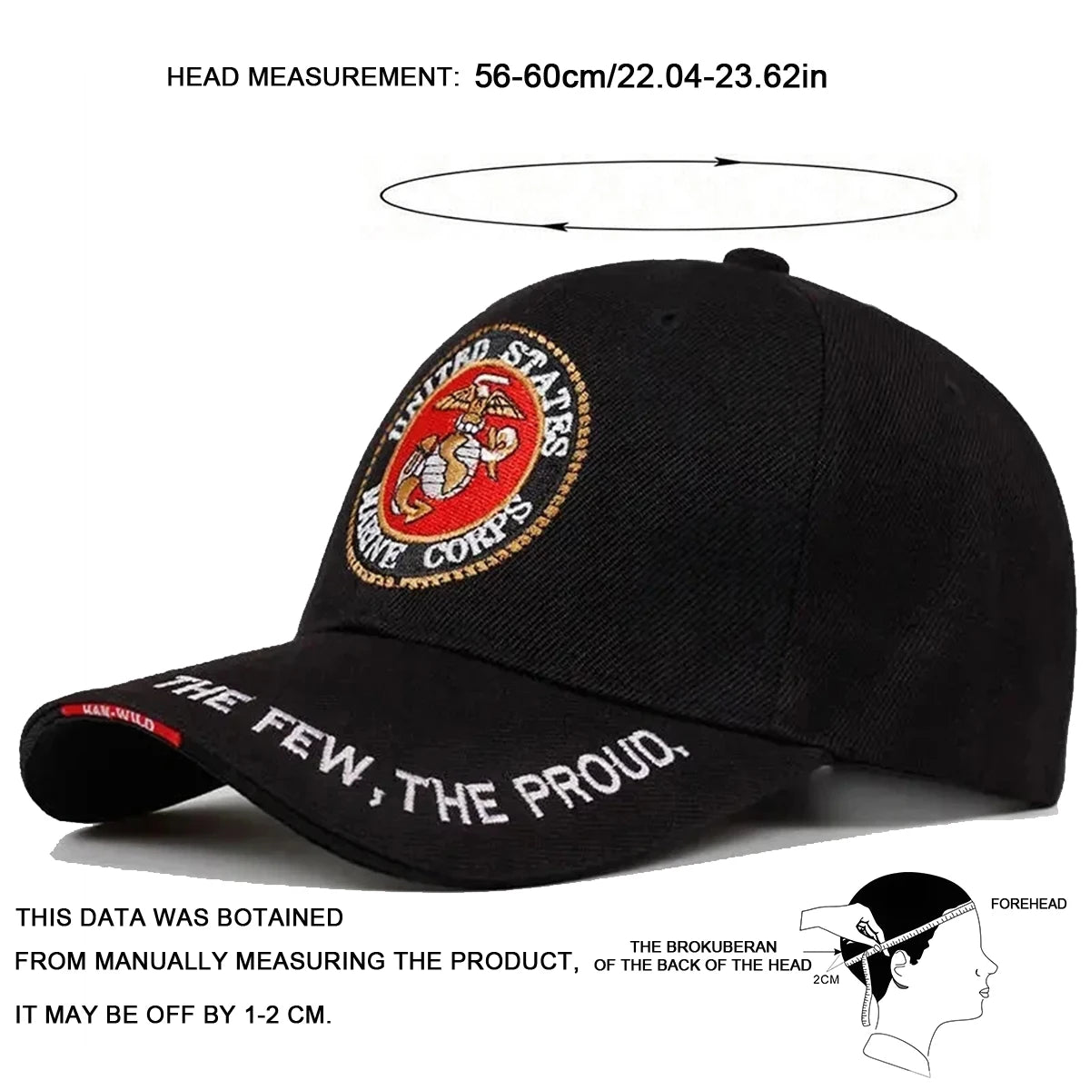 Unisex United States Marine Corps Embroidered Baseball Cap Spring Autumn Outdoor Adjustable Casual Hats Sunscreen Hat