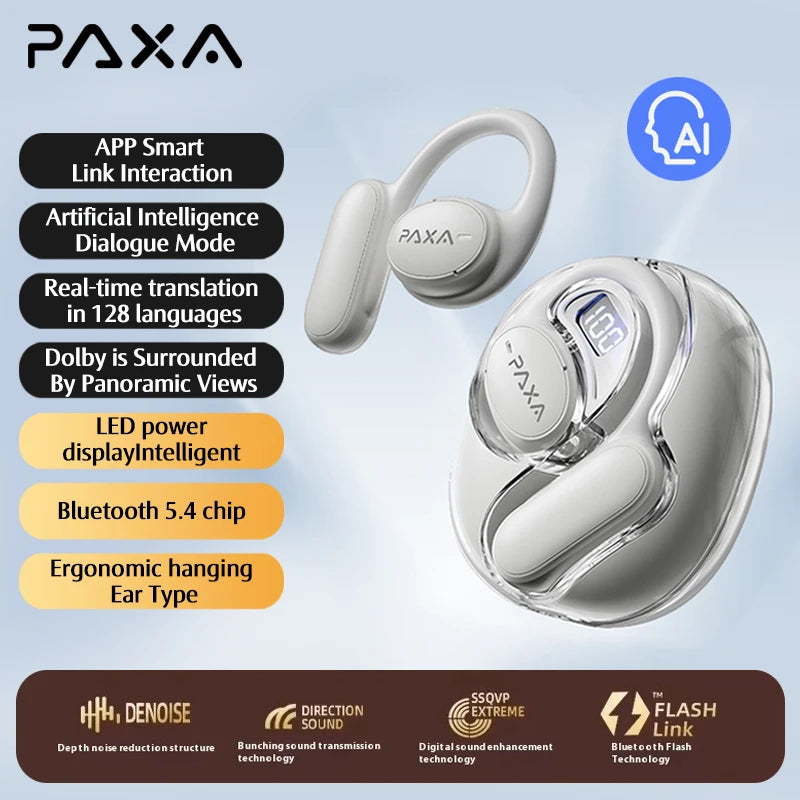 PAXA Openair5 AI new true wireless Bluetooth sports headphones 5.4 long life intelligent translation headphones in 128 languages
