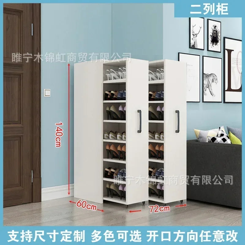 Sliding dustproof shoe cabinet, large capacity wheeled side pull shoe rack storage drawer type seam storage cabinet at home entr - Kimlud