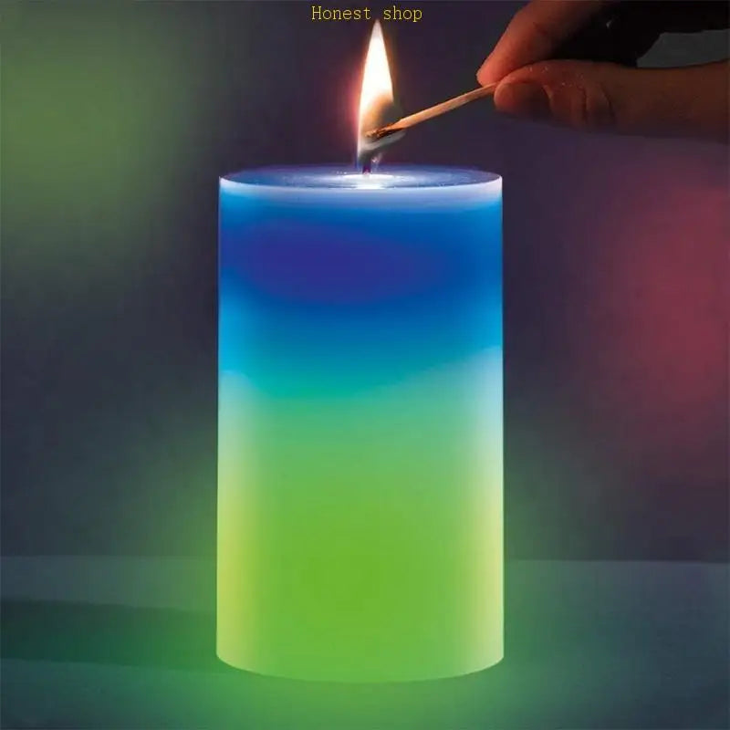 C9GA for Creative LED Color Changing Real Wax Wick Pillar Candles for Living Room Bedroom Bathroom Home Decoration