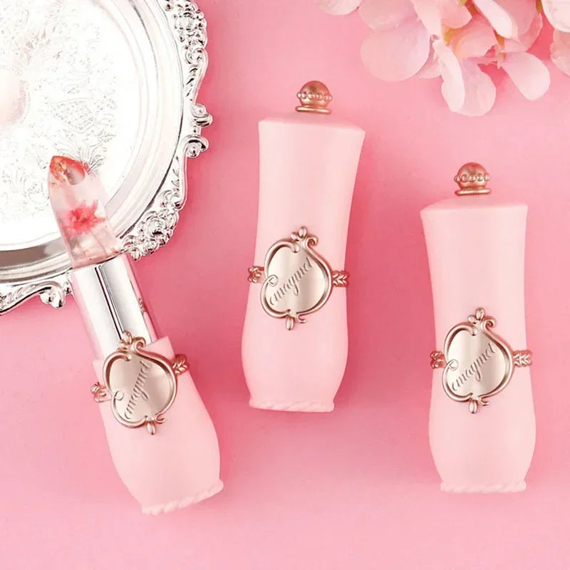 Jelly Dried Flower Color Changing Lip Balm Transparent Moisturizing Make Up Lipstick Repair Dry Cracks for Lips Care Lipgloss