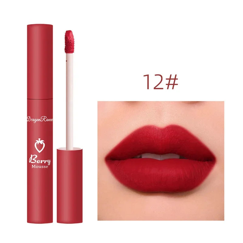 12 Colors Liquid Lipstick Nude Matte Sexy Waterproof Long Lasting Lip Gloss Moisturizing Velvet Non-stick Cup Lip Glaze Makeup
