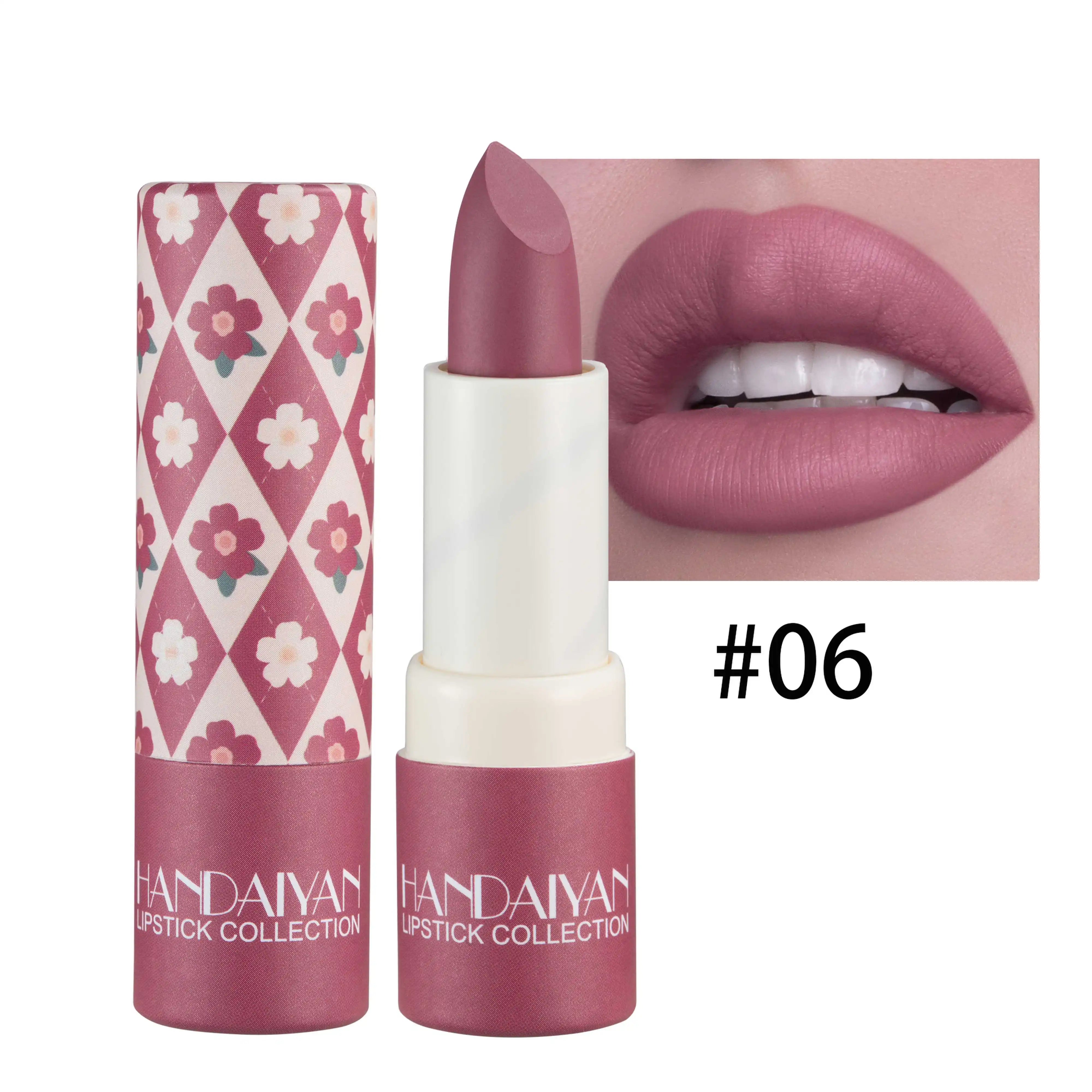 Handaiyan 8 Colors Matte Waterproof Velvet Nude Lipstick Sexy Red Brown Lip Matt Pigments Makeup Long Lasting Profissional