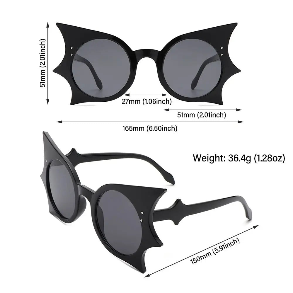 Rimless Bat Shaped Sunglasses Novelty UV 400 Protection Colorful Goth Sun Glasses Halloween Glasses for Women & Men