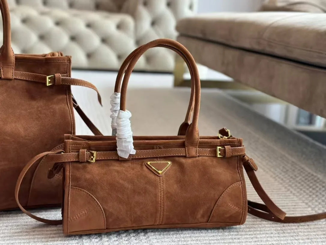 2025 New Casual Versatile Leather Belt Buckle Suede Retro Underarm Bag Premium Texture Niche Handbag Crossbody Bag Shoulder Bag