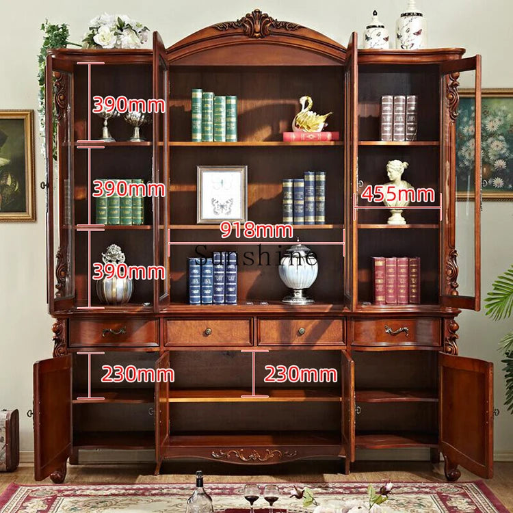 American solid wood four-door large bookcase large capacity shelf | Kimlud Mid Range Shelf