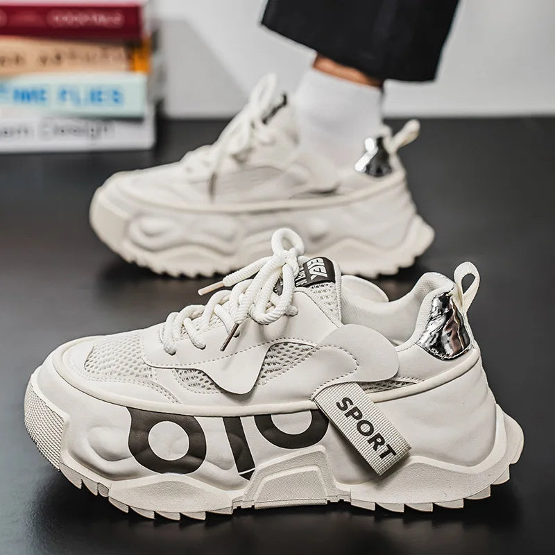 Big Size 39-47 Mens Vulcanized Shoes Summer Veatile Mesh Breathable Sneakers Trendy Men Tenrsnis Running Shoes Zapatillas Hombre