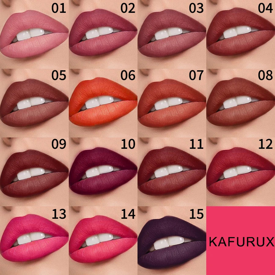 15 Colors Lipstick Waterproof Sexy Red Matte Contour Tint Lipstic Pen Long-lasting Lipliner Pen Non-stick Cup Lip Makeup for Wom