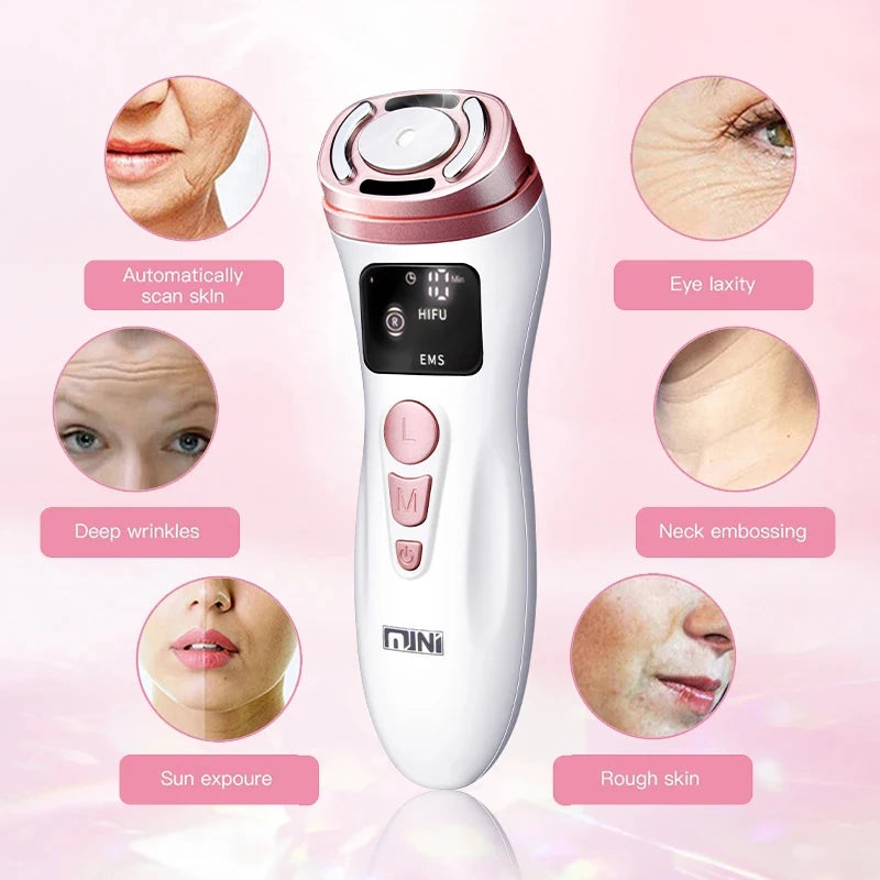 New Mini HIFU Ultrasonic Machine EMS Microcorriente Facial Lifting Firming Skin Care Anti Wrinkle Massager