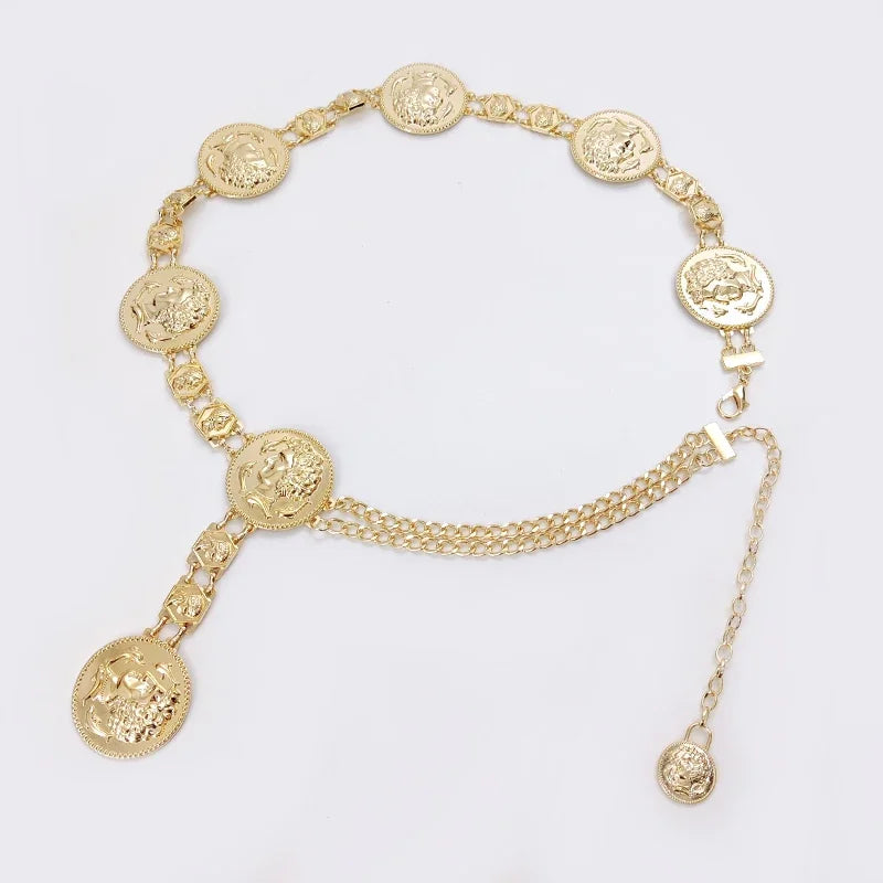 Fashion Gold Chain Belt Female Adjustable Dress Waistband Tassel Designer Belts For Women Luxury Brand Punk Goth  Accessory