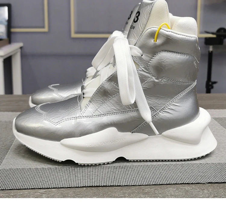 High-top Men's Sneakers Cow Suede Original Design Casual Boots Non-slip Wearable Women's Sneakers Round-toe Cool Sports Shoes - Kimlud