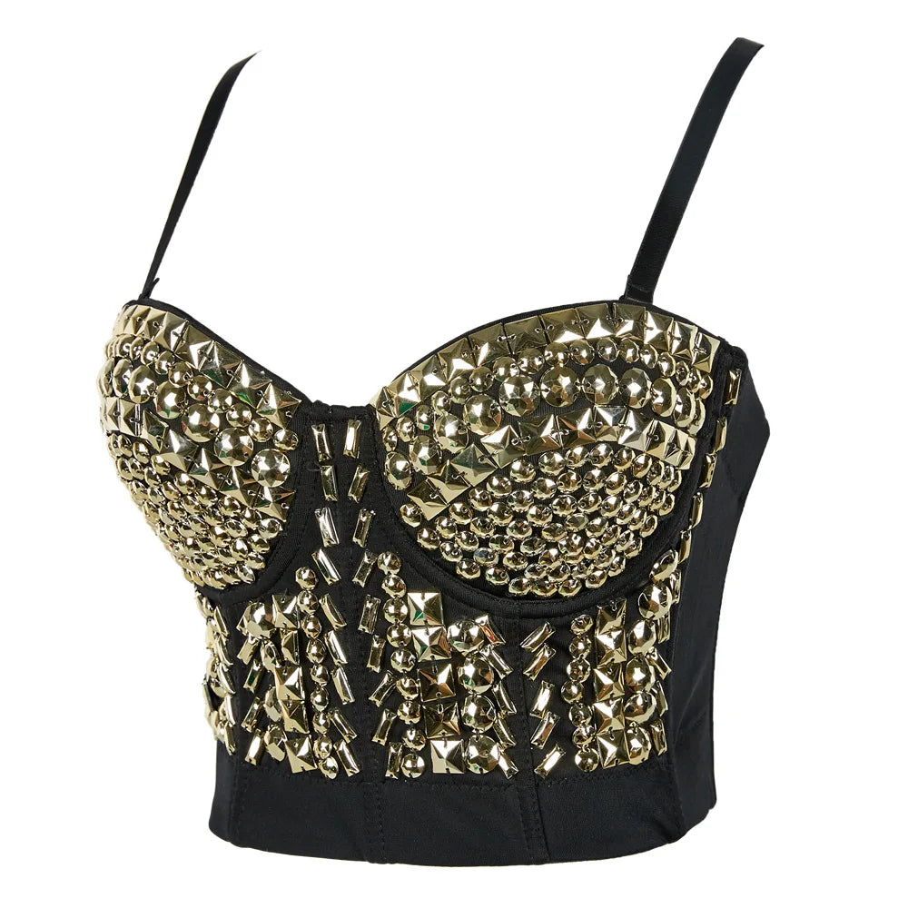 Quality Pearl Tank Tops Rhinestone Women Crop Top Club Clothes Streetwear Y2K Corset Woman Shaper Camis Fashion Feamale Clothing