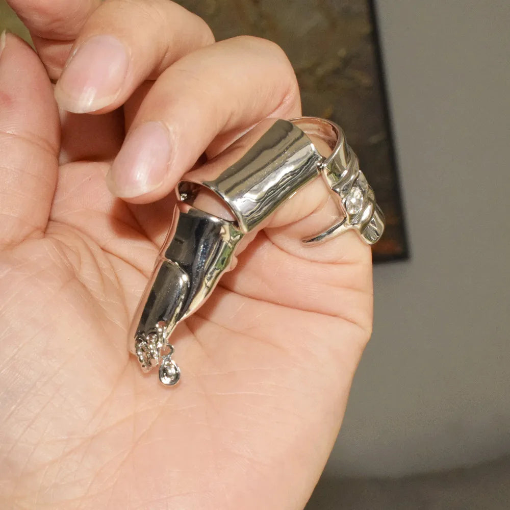 1PC Fashion Adjustable Metal Alloy Finger Ring for Women Articulated Jewelry Decoration Accessory