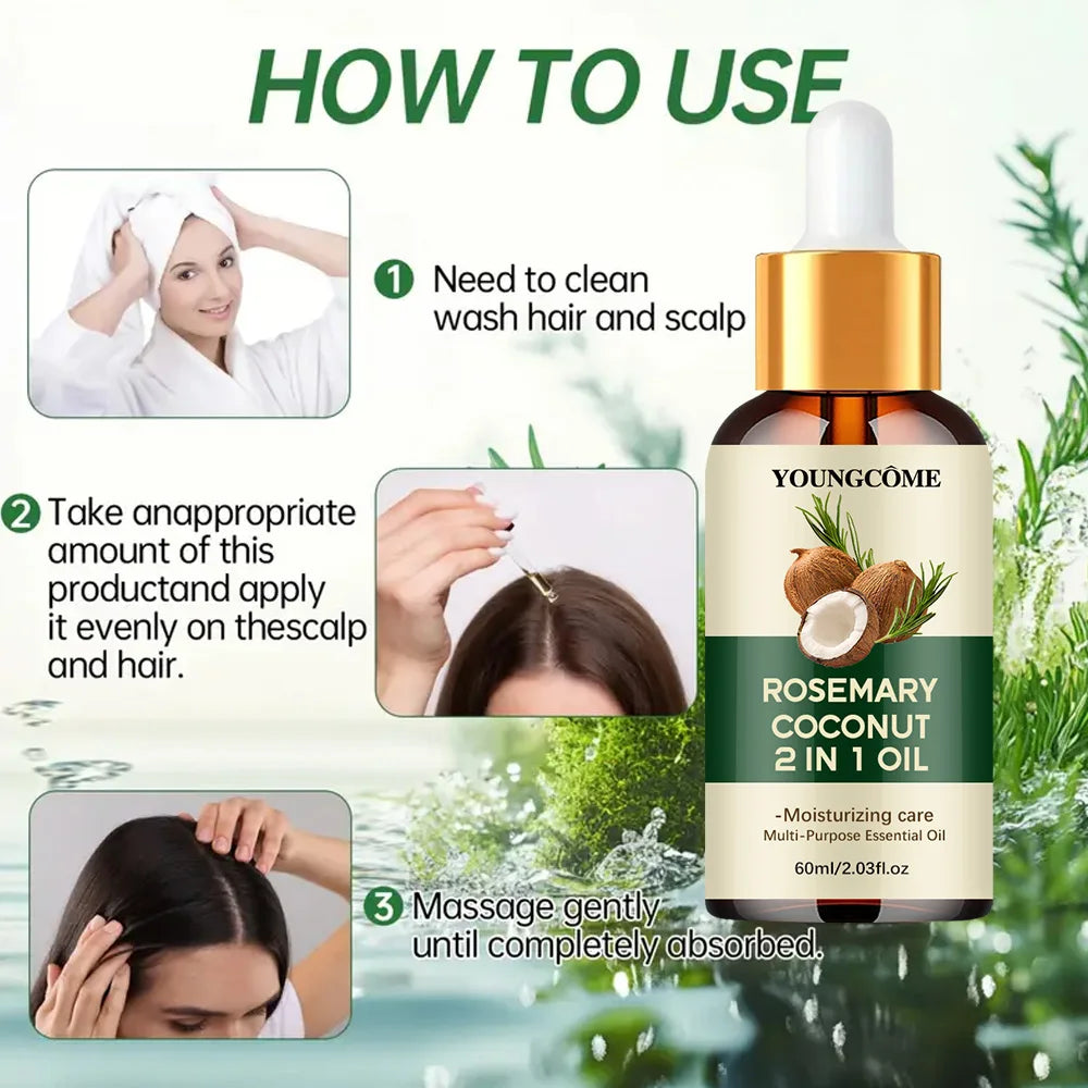 Rosemary Oil Hair Essential Coconut Oil Improve Hair Loss And Nourishes Strengthen Hair Roots Scalp Treatment Hair Care