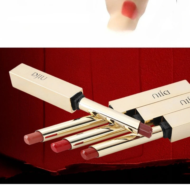 6 Colors Thin Tube Small Gold Bar Make Up Lip Stick Long Lasting Moisture Cosmetic Lipstick Lips Makeup Lipstick Cosmetics Batom
