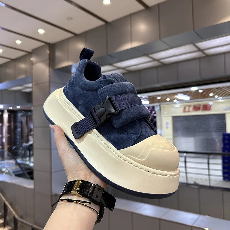 High Quality Men Height Increasing Platform Sneakers New Fashion Air Cushion Men Leather Casual Shoes Versatile Vulcanized Shoes