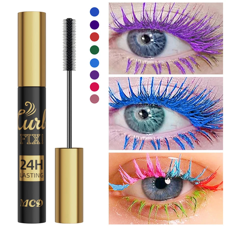 5D Waterproof Mascara Vibrant 9 Color-Lasting Curl Ink Formula -Eyeliner Extension Blue Green Black Eye Makeup Cosmetic