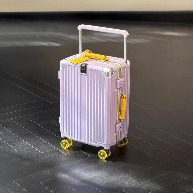 20/24/26/28 Inch Fashion Wide Handle Travel Suitcase Luggage with Cup Holder Suitcase Trip Cabin TSA Customs Lock Trolley Case