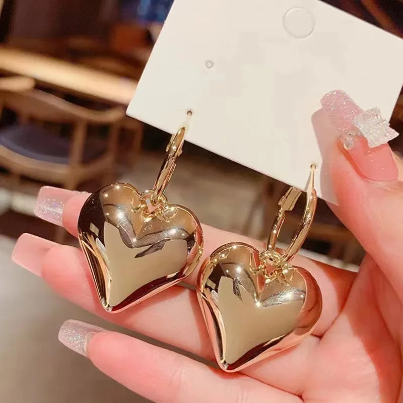 Heart Shaped Pendant Hollow Hoop Earrings Fashion Alloy Jewelry for Women Luxury Style for Date Nights and Vacations...
